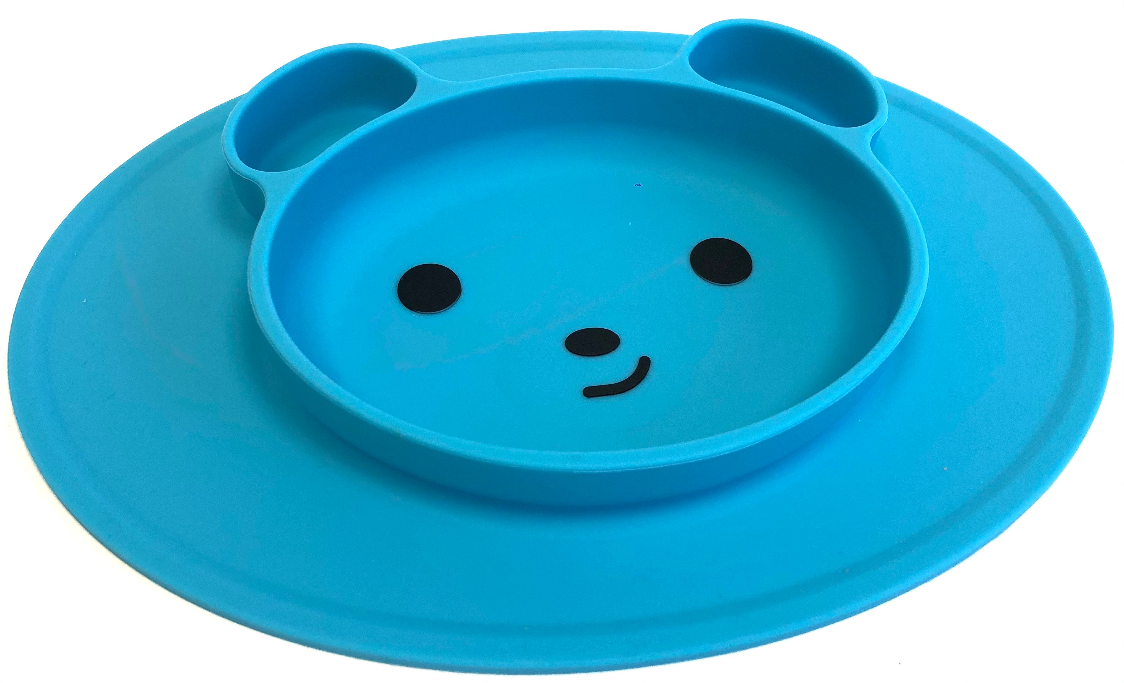 TOOBS Siliconen 3D Kinderplacemat Beertje – Ovaal Blauw