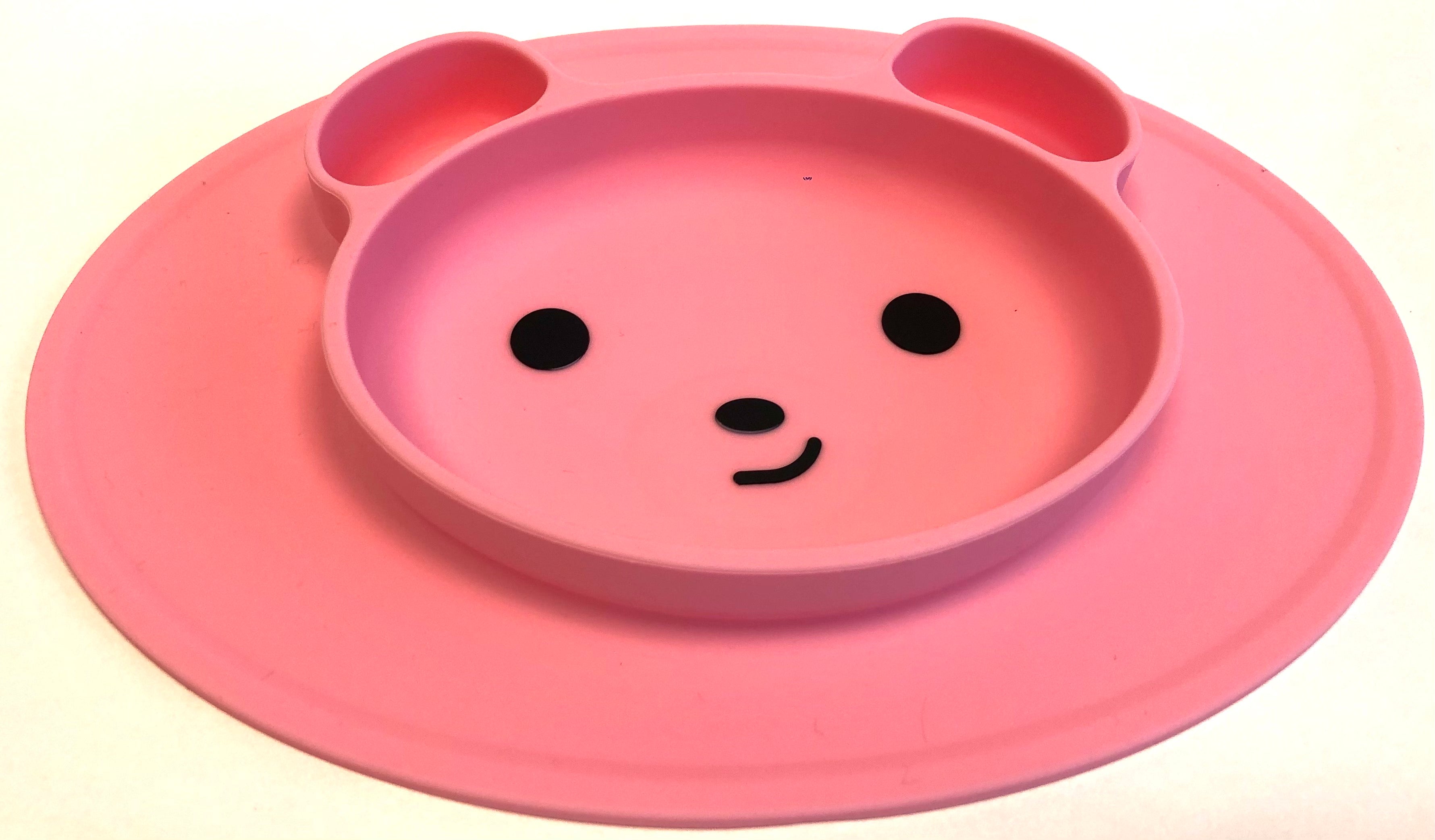 TOOBS Siliconen 3D Kinderplacemat Beertje – Ovaal Roze