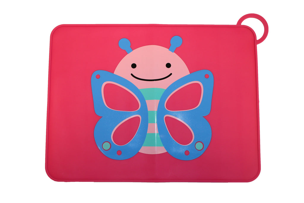 TOOBS - Silicone tafel placemat - Motief Vlinder - Basis kleur roze