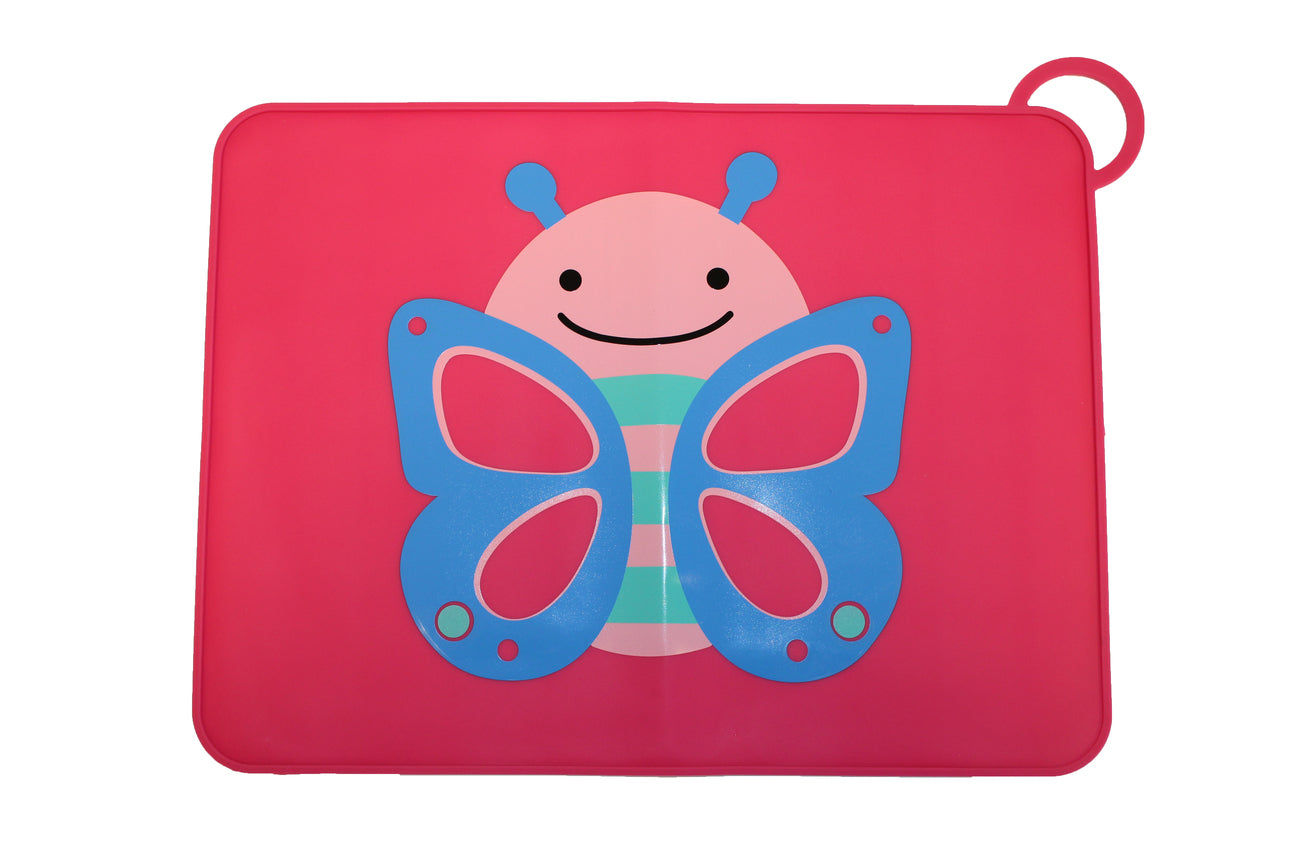 TOOBS - Silicone tafel placemat - Motief Vlinder - Basis kleur roze