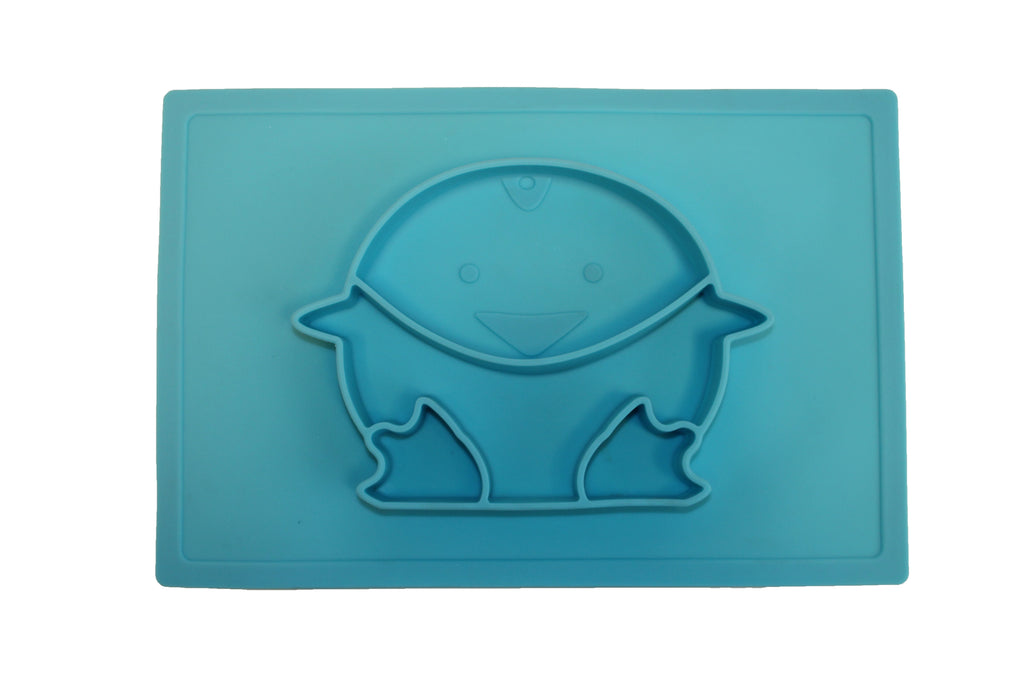 TOOBS Siliconen 3D Kinderplacemat Pinguïn – Blauw