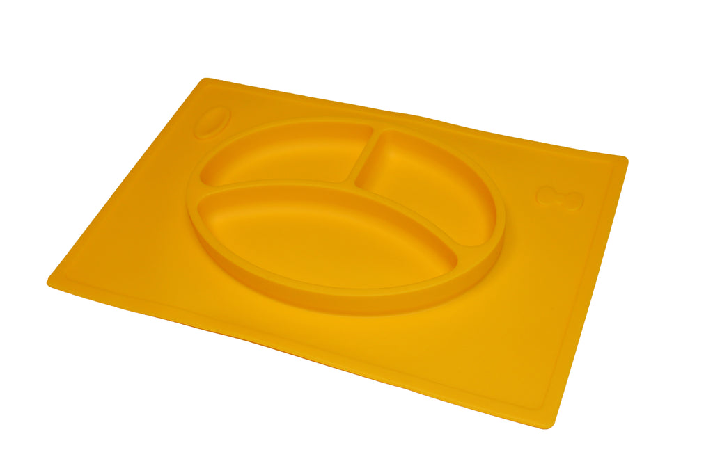 TOOBS Silicone 3D Kinderplacemat Geel – Duurzaam & Handig 3-vaks Eetbord voor Kinderen