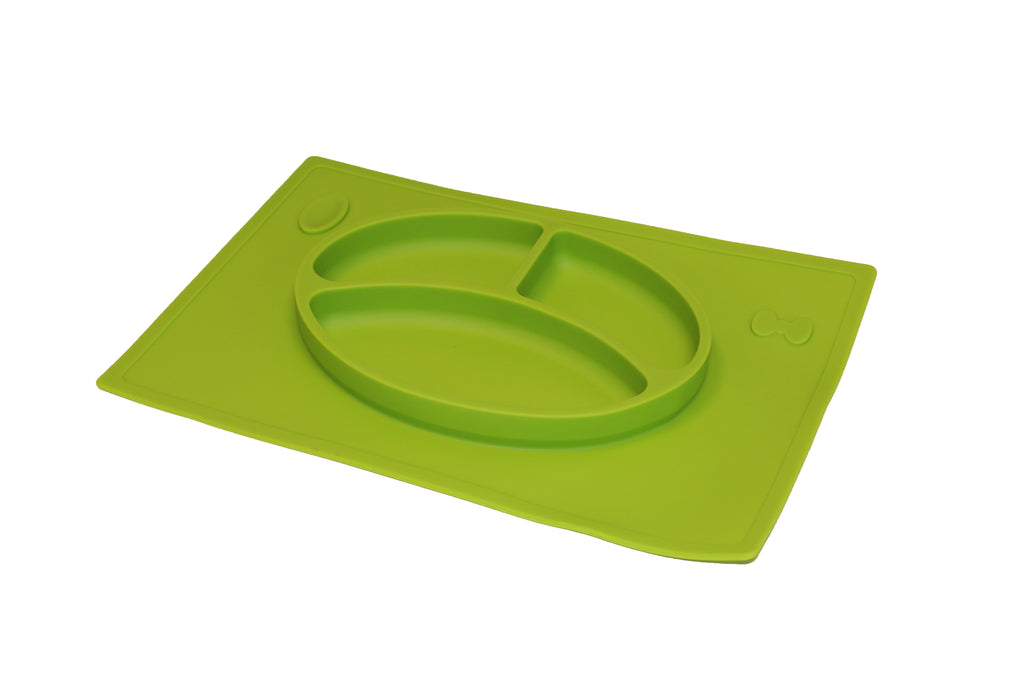 TOOBS Siliconen 3D Kinderplacemat Groen – Duurzaam & Handig 3-vaks Eetbord voor Kinderen