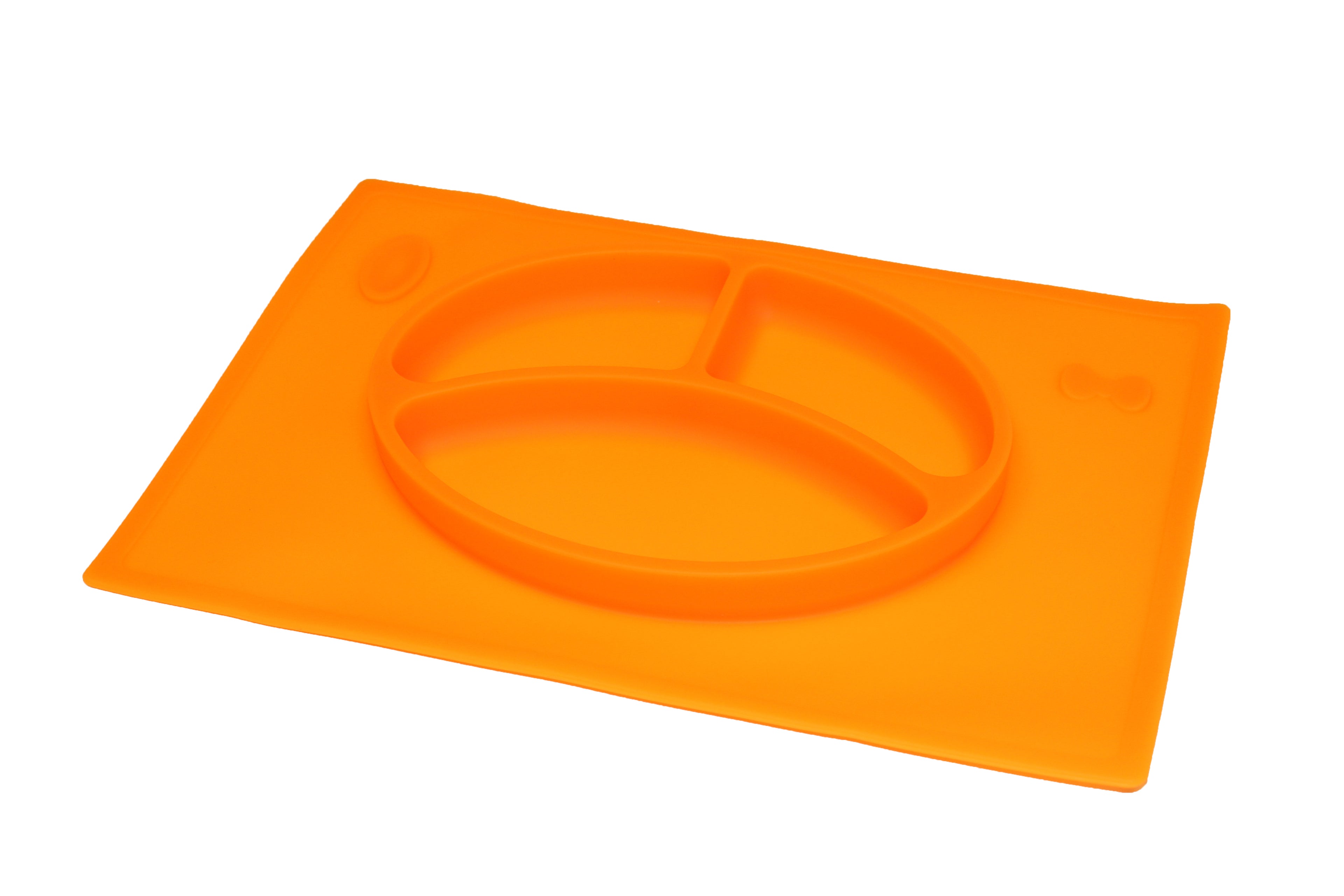TOOBS Siliconen 3D Kinderplacemat Oranje – Duurzaam & Handig 3-vaks Eetbord voor Kinderen