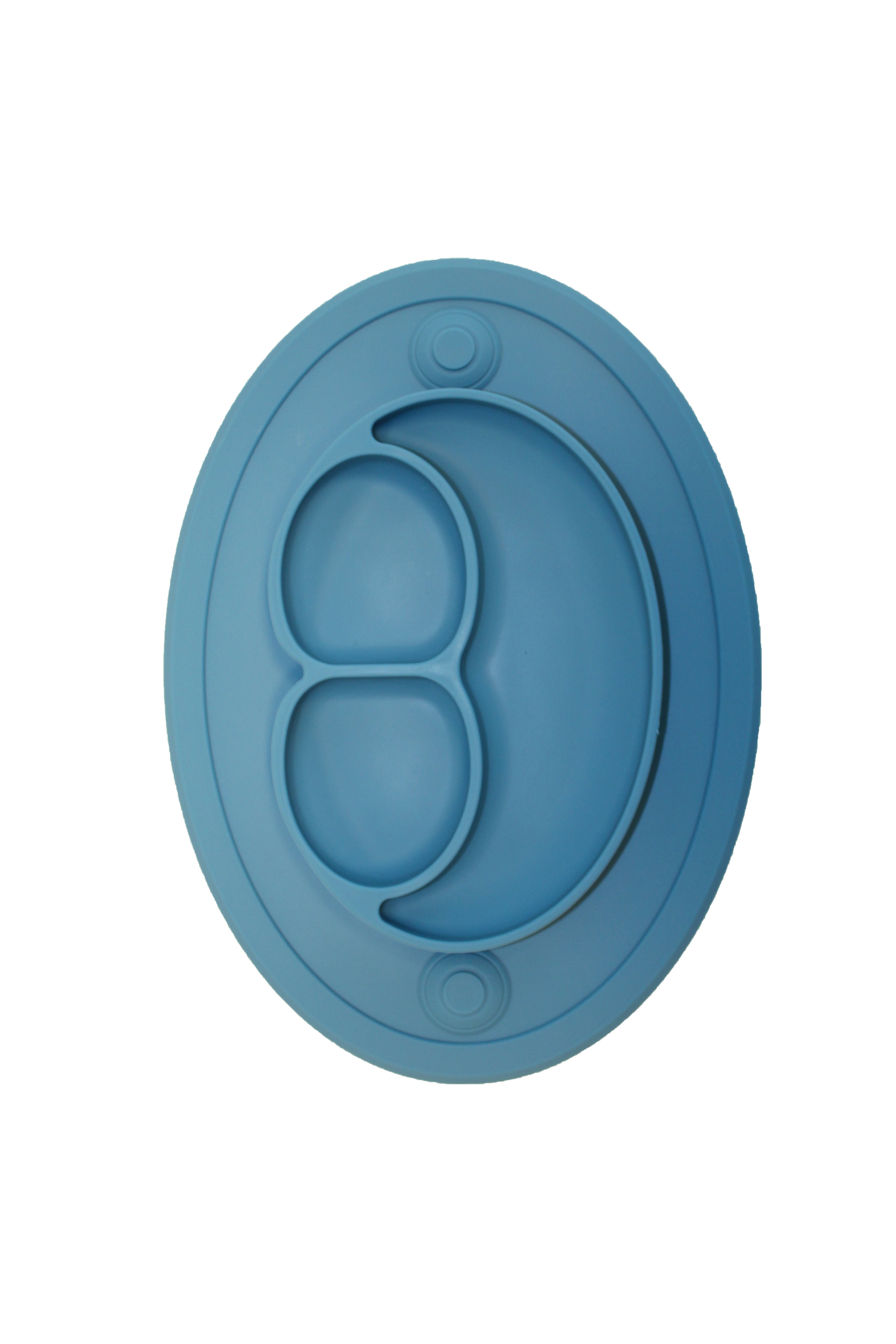 TOOBS Ovale Siliconen Kinderplacemat Blauw – 3-vaks Eetbord voor Kinderen | Antislip & BPA-vrij