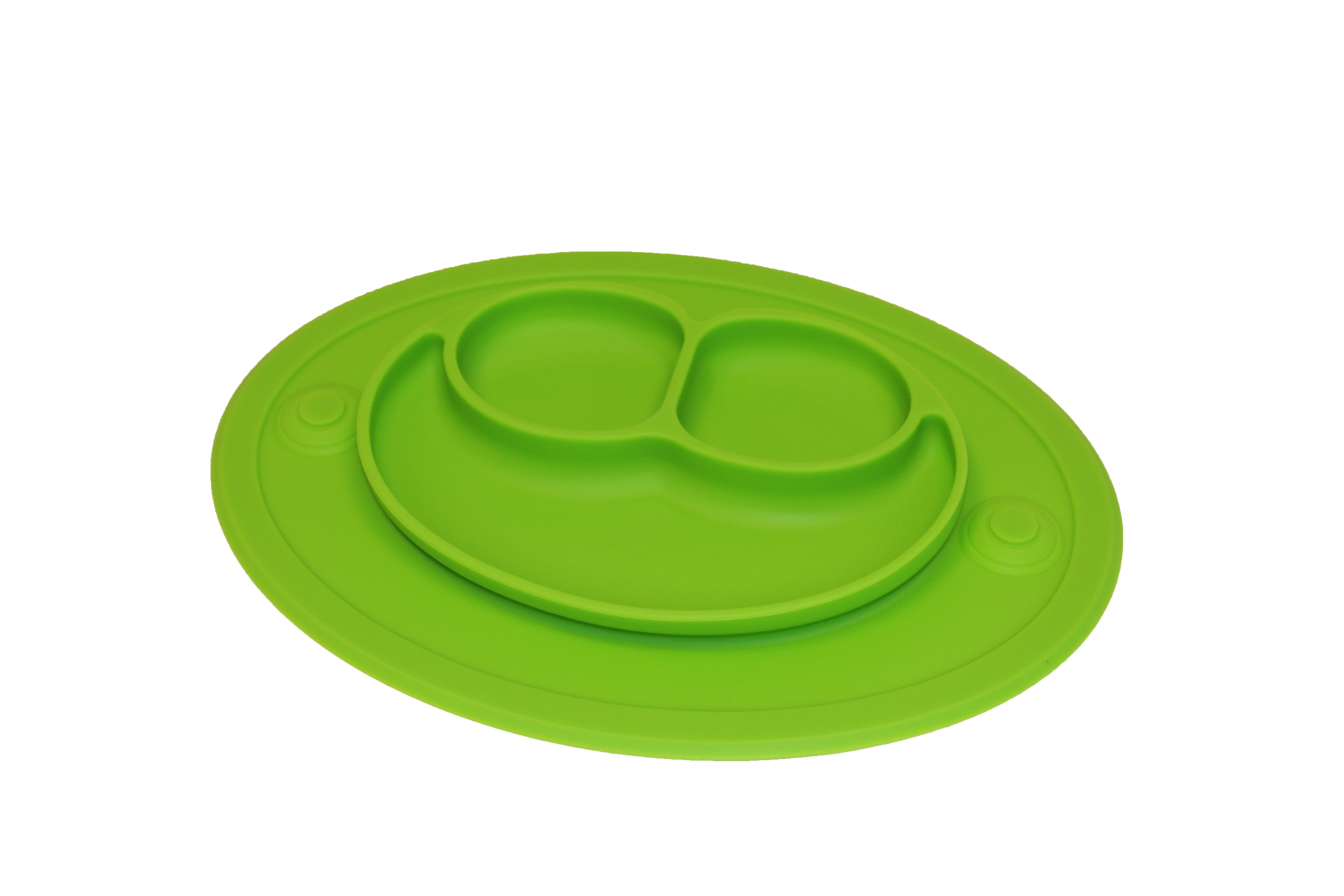 TOOBS Ovale Siliconen Kinderplacemat Groen – 3-vaks Eetbord voor Kinderen | Antislip & BPA-vrij