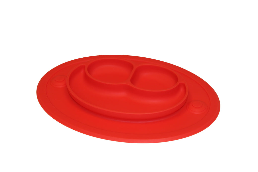 TOOBS Ovale Siliconen Kinderplacemat Rood – 3-vaks Eetbord voor Kinderen | Antislip & BPA-vrij