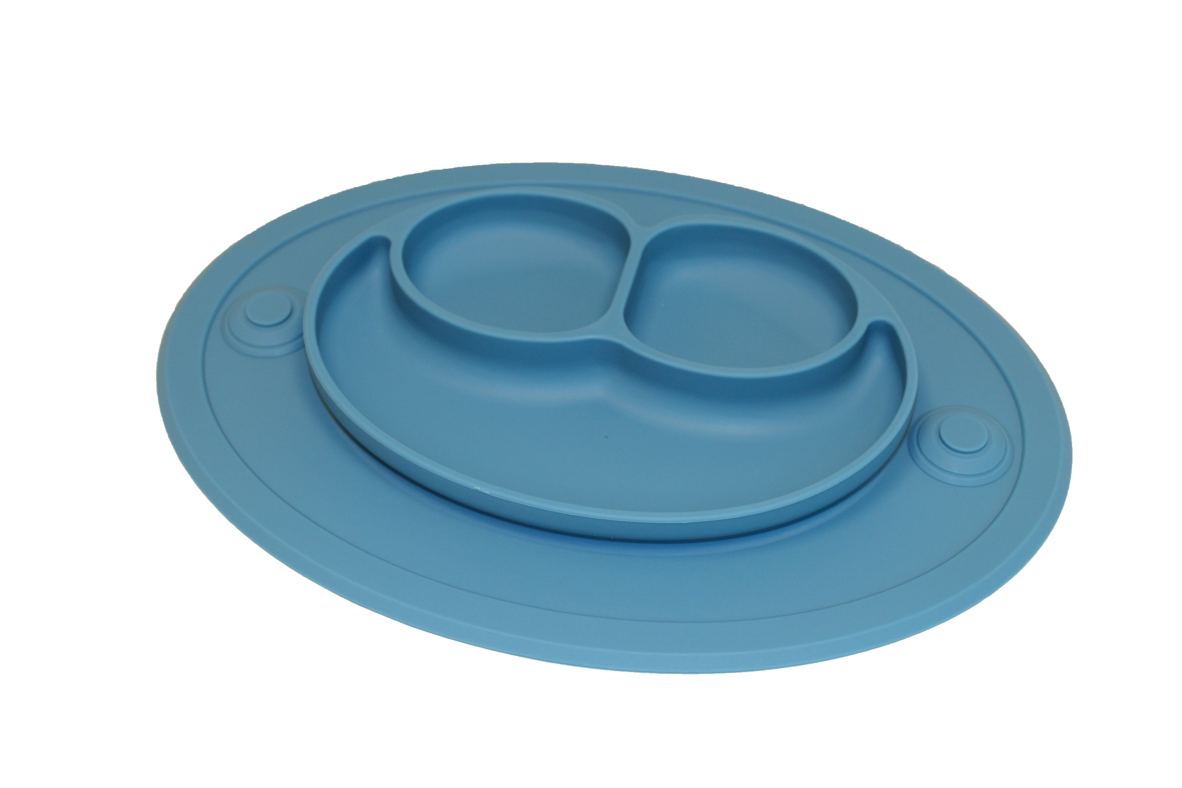 TOOBS Ovale Siliconen Kinderplacemat Blauw – 3-vaks Eetbord voor Kinderen | Antislip & BPA-vrij