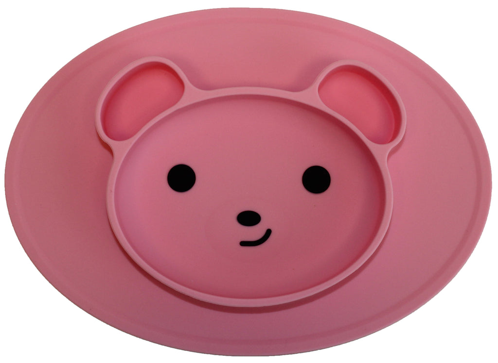 TOOBS Siliconen 3D Kinderplacemat Beertje – Ovaal Roze