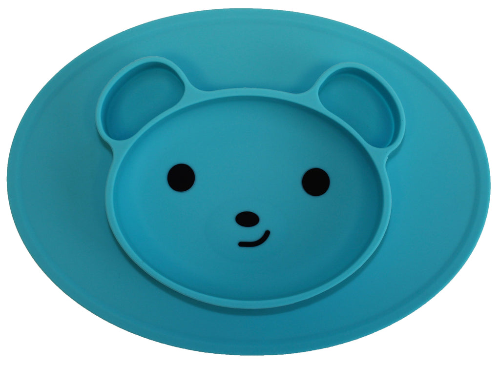 TOOBS Siliconen 3D Kinderplacemat Beertje – Ovaal Blauw