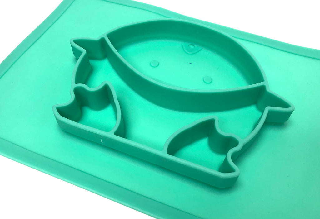 TOOBS Siliconen 3D Kinderplacemat Pinguïn – Turquoise