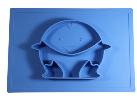 TOOBS Siliconen 3D Kinderplacemat Pinguïn – Blauw