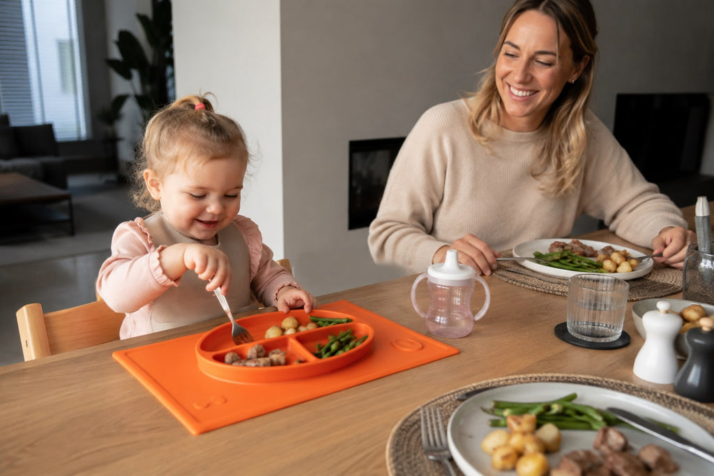 Toobs 3D Siliconen Kinderplacemat Oranje | 3-vaks Kinderbord