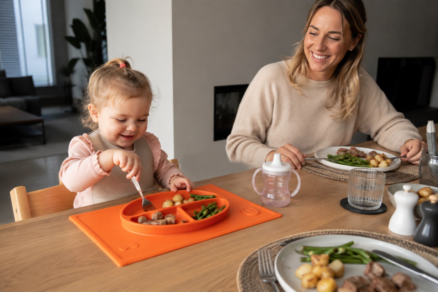 Toobs 3D Siliconen Kinderplacemat Oranje | 3-vaks Kinderbord